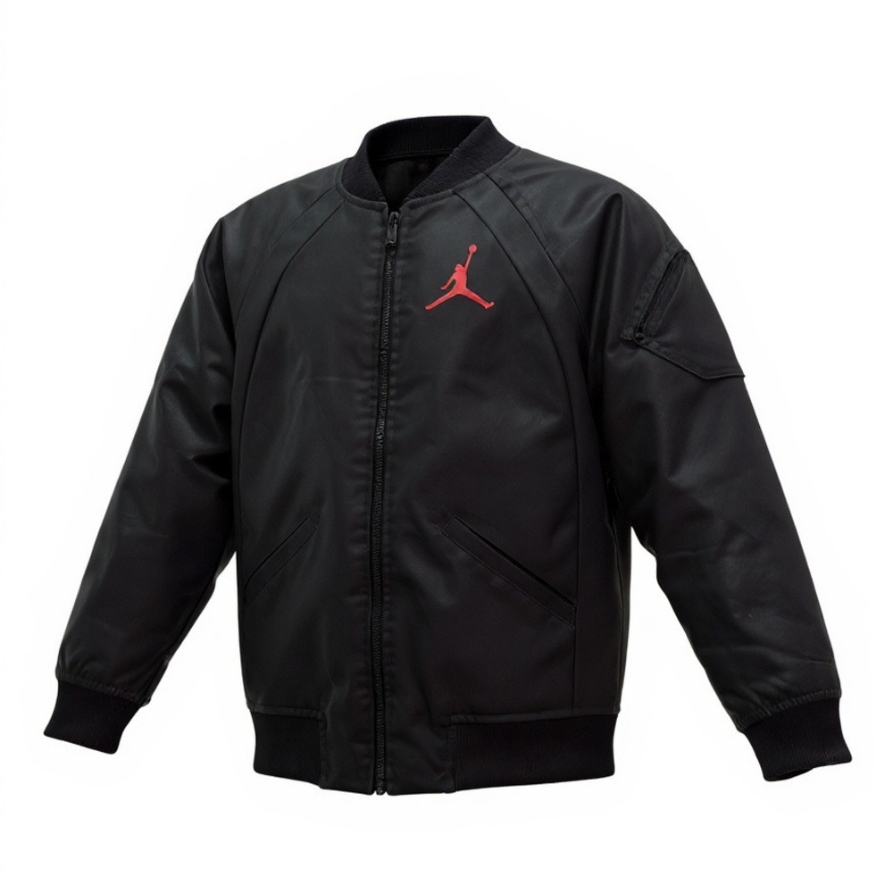 Jordan Youth Large Black Bomber Jacket Quilted Warm Lining Red Jumpman